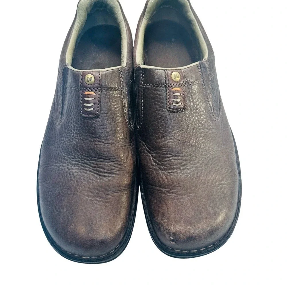 Merrell Shoes Slip On Loafers Mens US 11.5 Brown Leather Comfort Casual Shoes - Picture 2 of 10